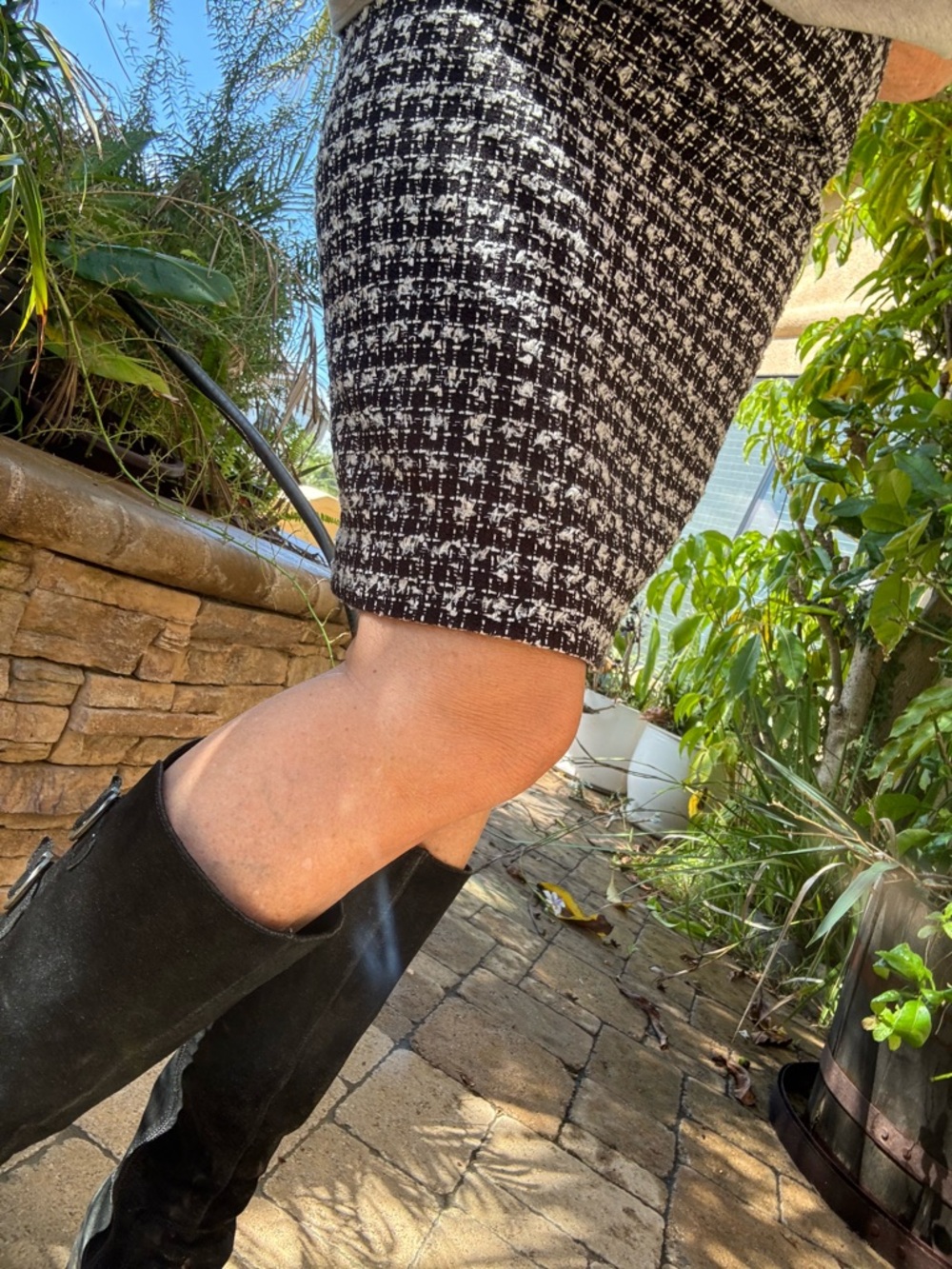 Talbots Black and White Tweed Pencil Skirt